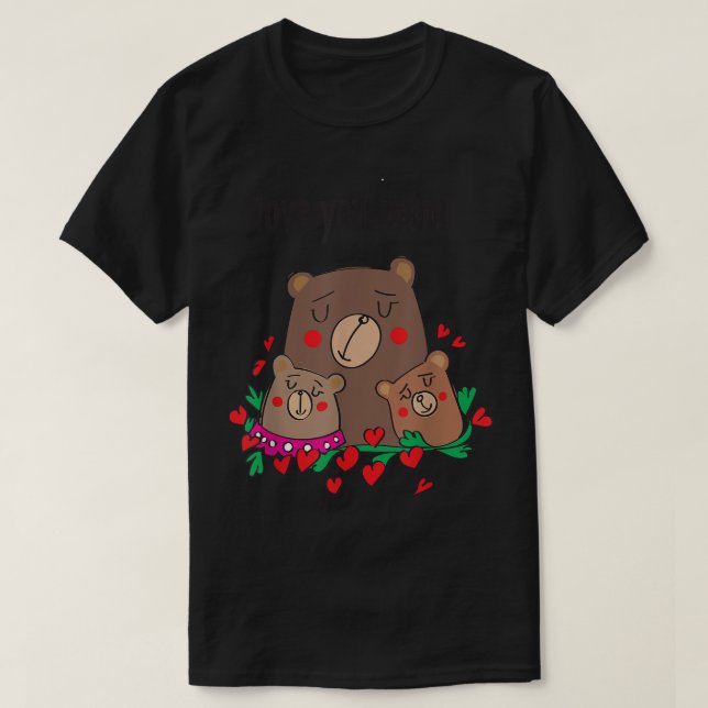 T-shirt Aimez-vous maman Slogan mignon Famille de l'ours (Design devant)
