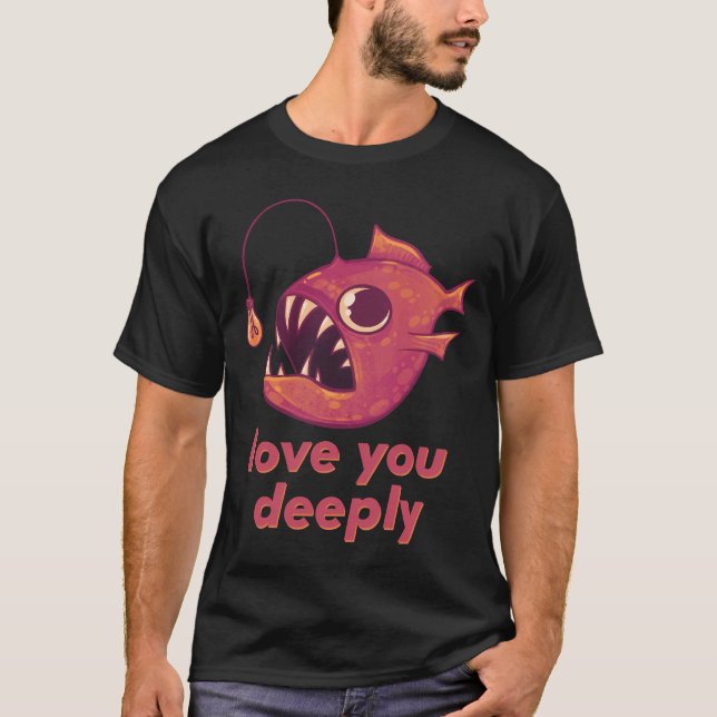 T-shirt Aimez-vous Profondément Anglerfish Créature Rouge (Devant)