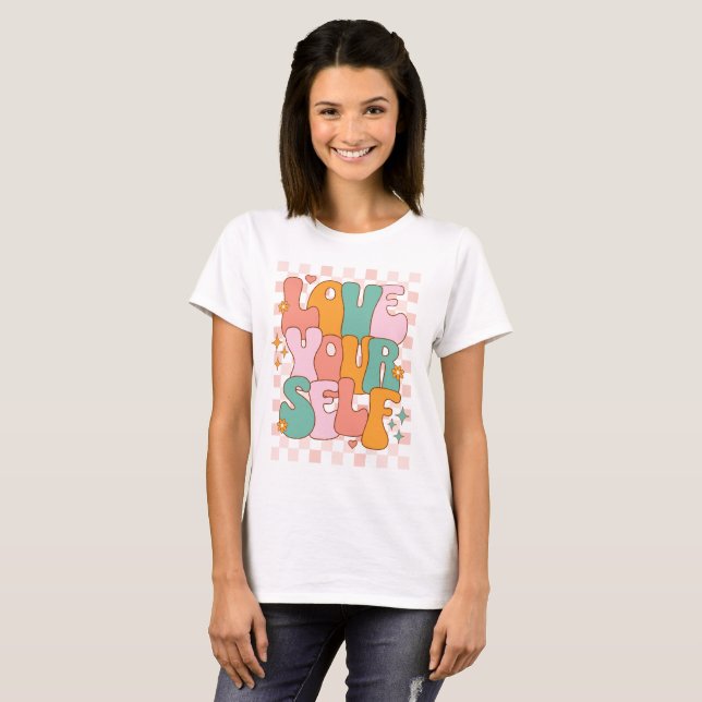 T-shirt Aimez-Vous Rétro Groovy Damier (Devant entier)