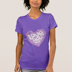 T-shirt Aimez-vous x coeur violet clair sur tee dames fonc