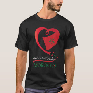 T-shirt Ain Harrouda Maroc Drapeau National Emblème Coeur