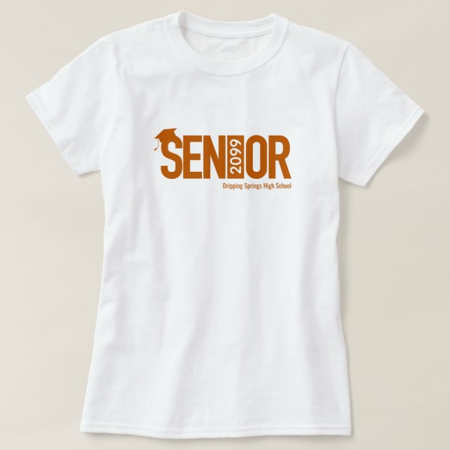 T-shirt AÎNER orange brûlé avec capuchon de graduation (Design devant)