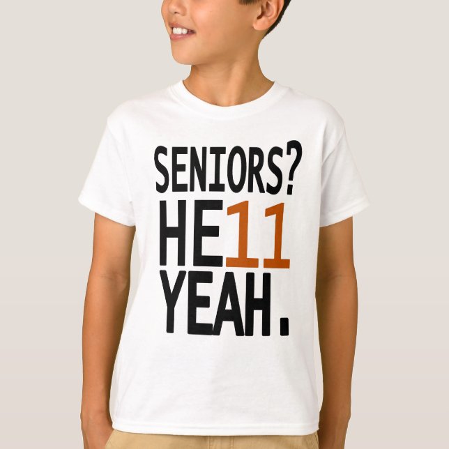 T-shirt Aînés ? HE11 OUI. (orange) (Devant)