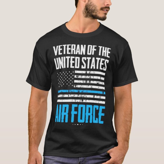 T-shirt Air Force American Flag Blue marque mustang (Devant)