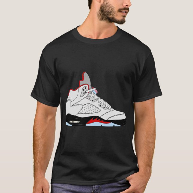 T-shirt Air Jordan V (5) Fire Red Silver Tongue  (Devant)