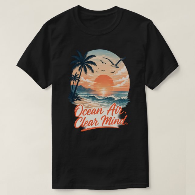 T-shirt Air Océanique. Esprit Clair. | Soleil Couchant Vin (Design devant)