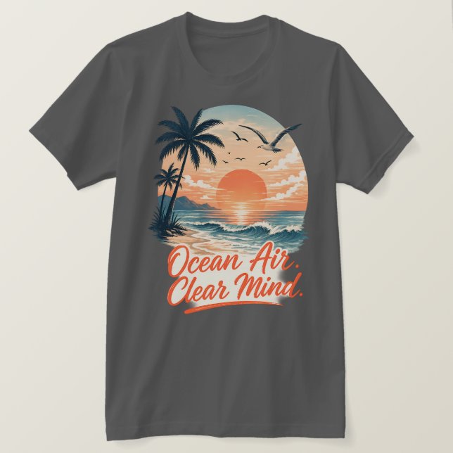T-shirt Air Océanique. Esprit Clair. | Soleil Couchant Vin (Design devant)