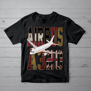 T-shirt Airbus A320 Avion de ligne. Drapeaux européens vin