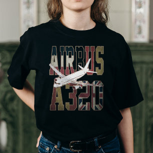 T-shirt Airbus a320 Jetliner. Drapeaux européens vintages