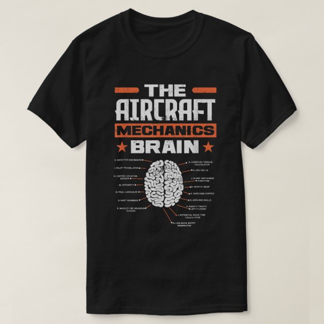 T-shirt Aircraft Mechanics Brain Aviation Funny Aircraft M (Design devant)