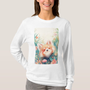 T-shirt Aire de jeux florale du panda roux