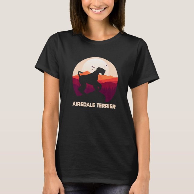 T-shirt Airedale Terrier and Moon Halloween   (Devant)