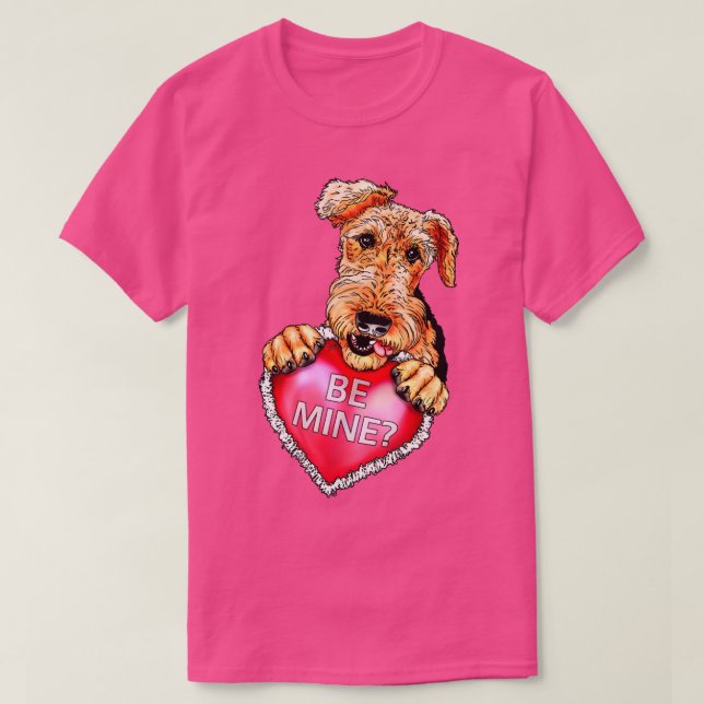 T-shirt Airedale Terrier Be Mine (Design devant)