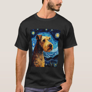 T-shirt Airedale Terrier Chien Funny Starry Night Van Gogh