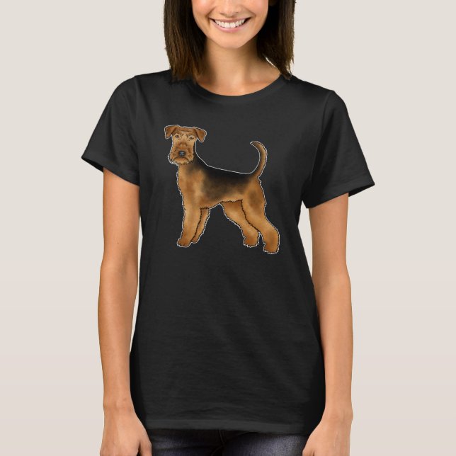 T-shirt Airedale Terrier Chien mignonne Dessin Dessin Chie (Devant)