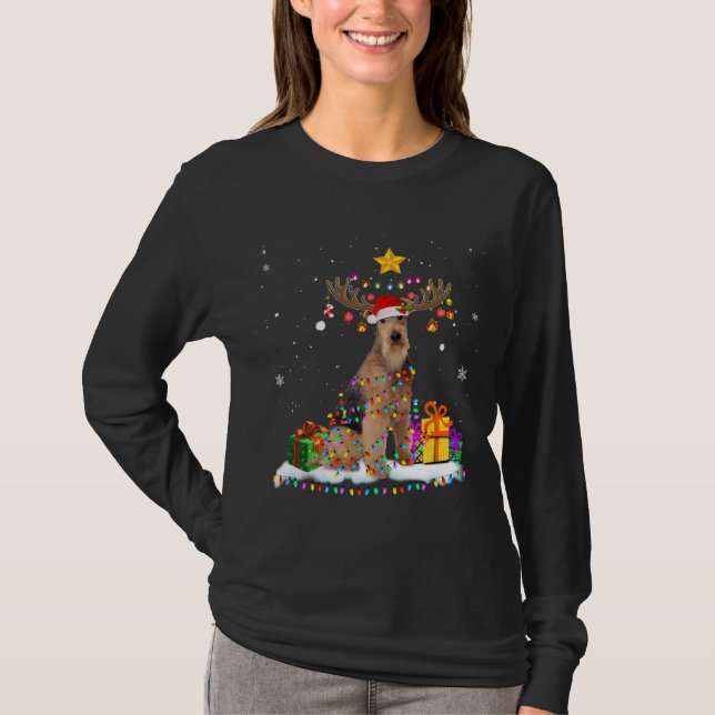 T-shirt Airedale Terrier Chien Noël Reindee Noël (Devant)