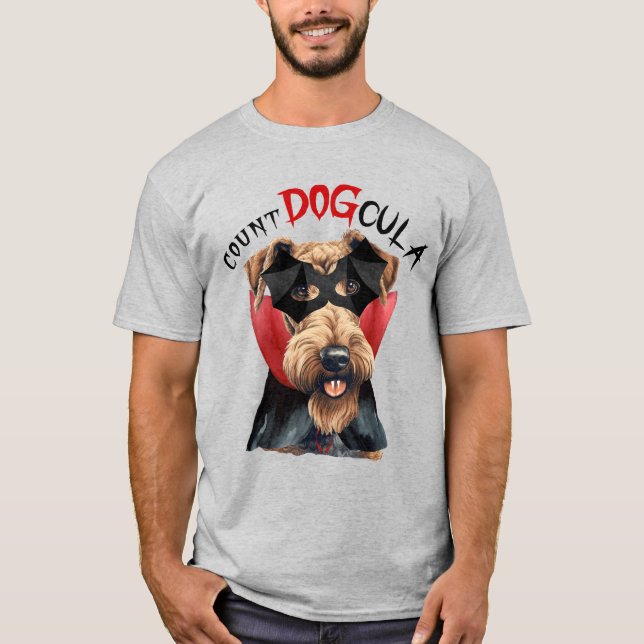 T-shirt Airedale Terrier Count DOGcula Funny Dog Lover (Devant)