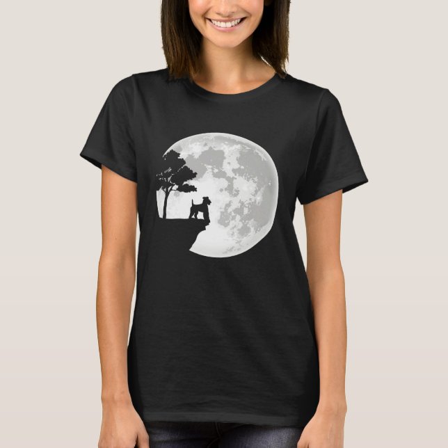T-shirt Airedale Terrier Dog Breed Moon Halloween Apparel (Devant)