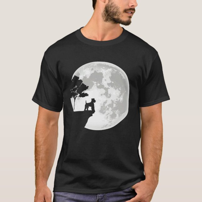 T-shirt Airedale Terrier Dog Breed Moon Halloween Apparel (Devant)
