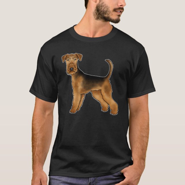T-shirt Airedale Terrier mignon Caricature Chien Bingley T (Devant)