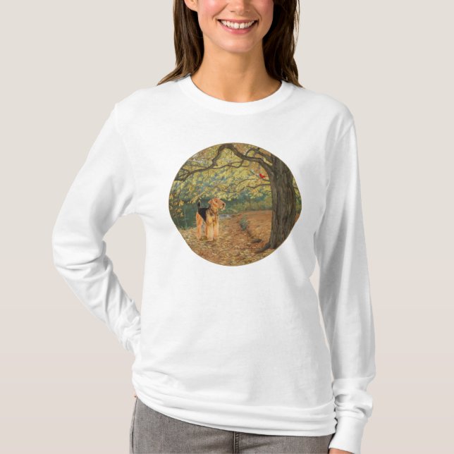 T-shirt Airedale Terrier Ornithologie (Devant)