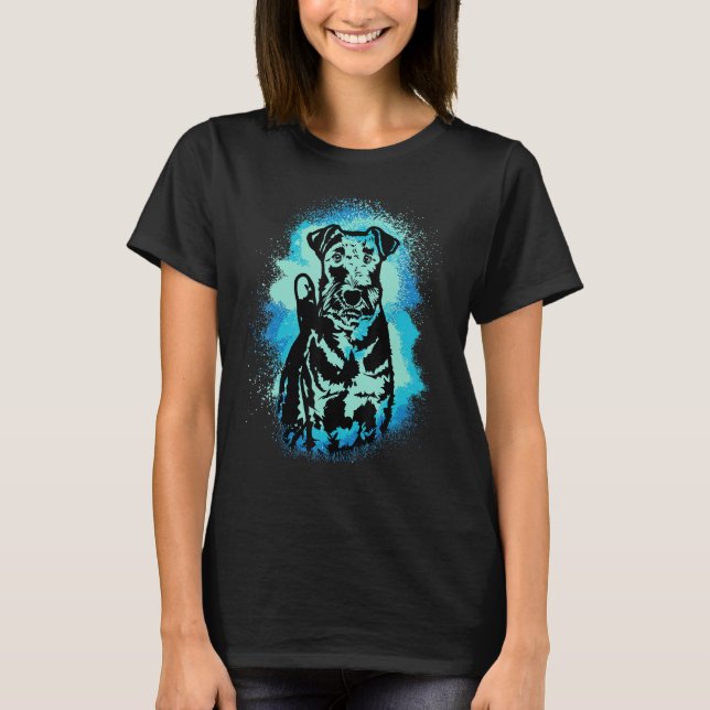T-shirt Airedale Terrier Paint Blue Design Dog Mom Dad_1 (Devant)