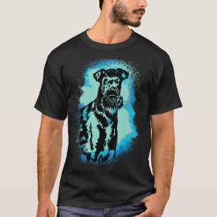 T-shirt Airedale Terrier Peinture bleu Design Chien Maman