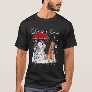 T-shirt Airedale Terrier Père Noël Chien Noël Snowman Noël