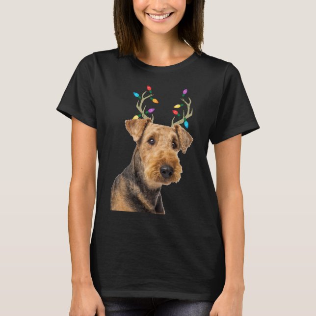 T-shirt Airedale Terrier Reindeer Chien de Noël (Devant)