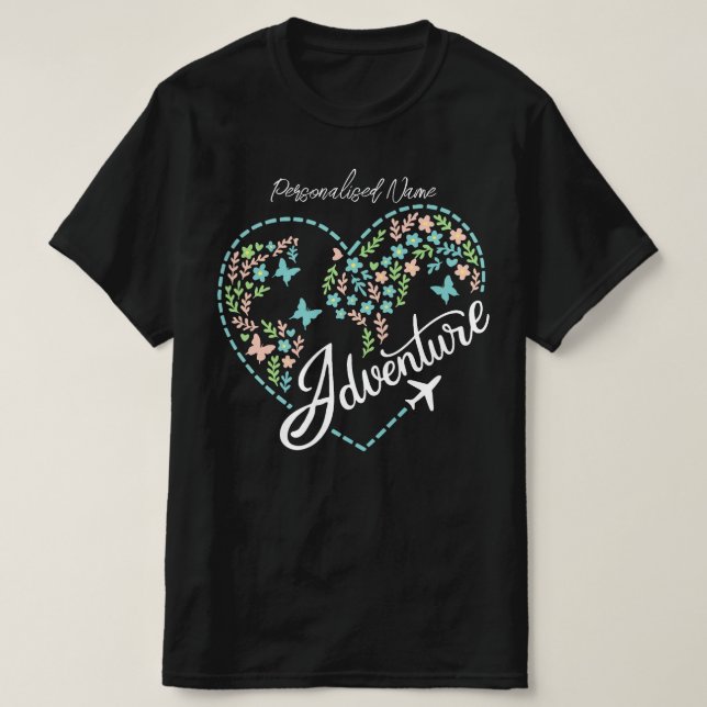 T-shirt Airplane Mode Women Love Heart Graphic Adventure  (Design devant)