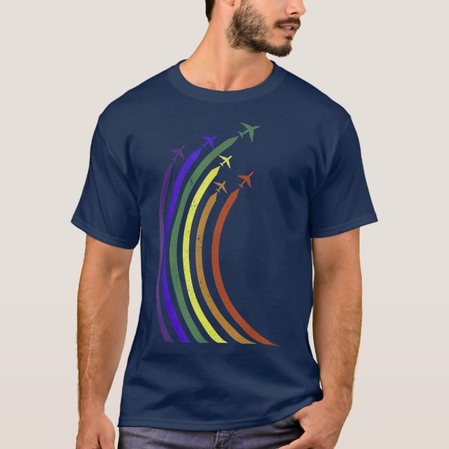 T-shirt Airplane Rainbow  CSD LGBTQ Pride (Devant)