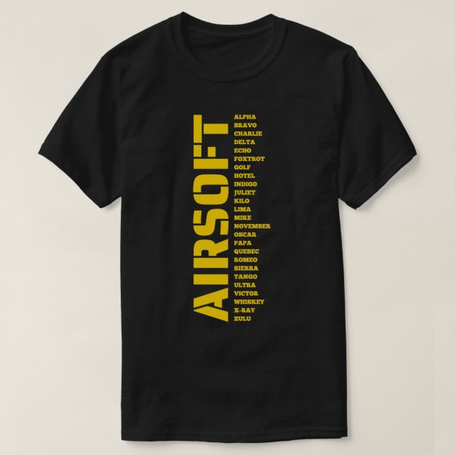 T-shirt Airsoft callsign A à z Airsoft par Design Speciali (Design devant)