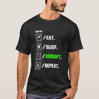 T-shirt Airsoft Routine I Mange Sleep Répéter I Cible Fade