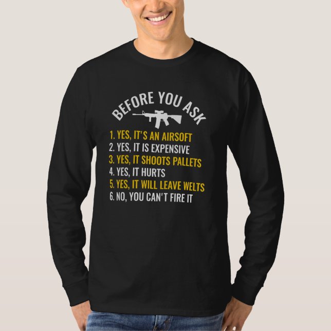 T-shirt Airsoft Shooting Lover Sports Enthusiast Basic Gun (Devant)