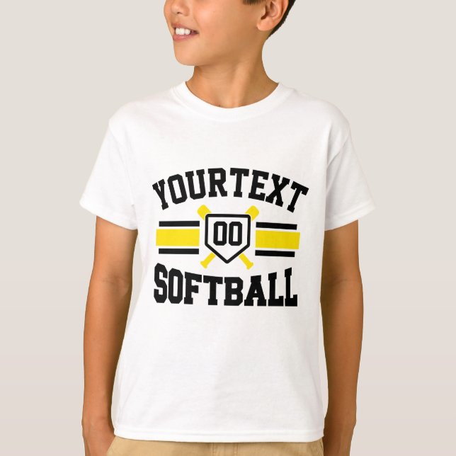 T-shirt AJOUT PERSONNALISÉ NOM Softball Player Varsity Tea (Devant)