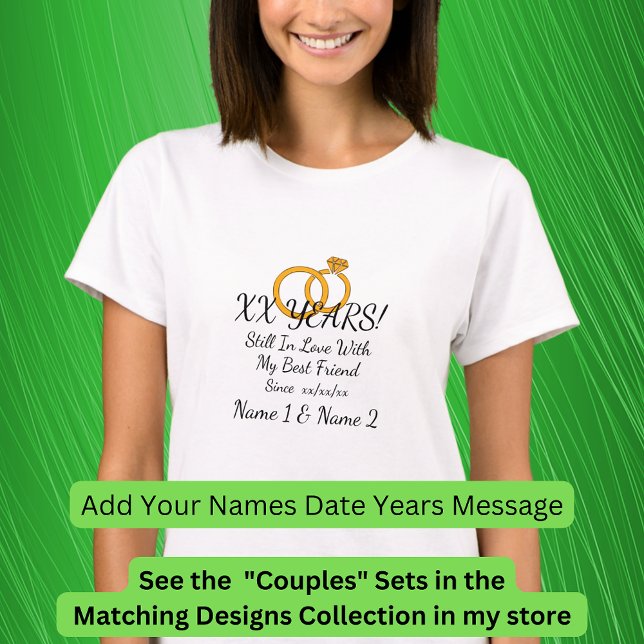T-shirt Ajouter des années, date, noms, Mariage Anniversai (Créateur téléchargé)