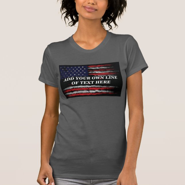 T-shirt Ajouter du texte sur le drapeau américain grunge (Devant)