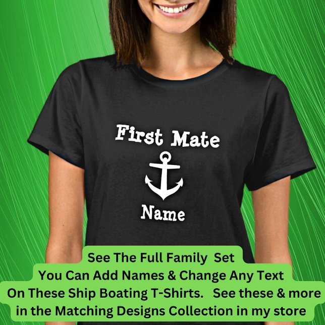 T-shirt Ajouter le nom First Mate Ancre Boat Matching Fami (Créateur téléchargé)