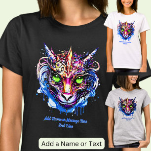 T-shirt Ajouter le nom Texte, Imaginaire rose bleu Dragon