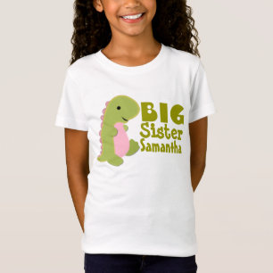 T-Shirt Ajouter un nom Big Sister Dinosaure Imprimer