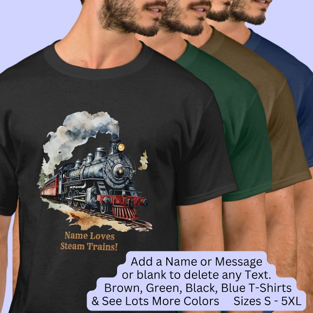 T-shirt Ajouter un nom Imaginaire Moteur à vapeur Locomoti (Créateur téléchargé)