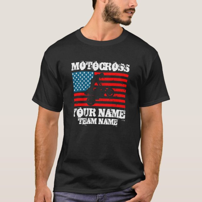 T-shirt Ajouter un nom Nom d'équipe etc MOTOCROSS Rider US (Devant)