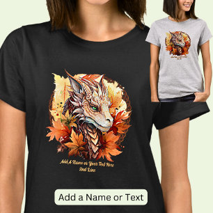 T-shirt Ajouter un nom ou un texte, Dragon avec feuilles d