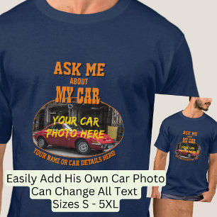 T-shirt Ajouter Un Nom, Sa Photo De Voiture, Texte, Me Dem