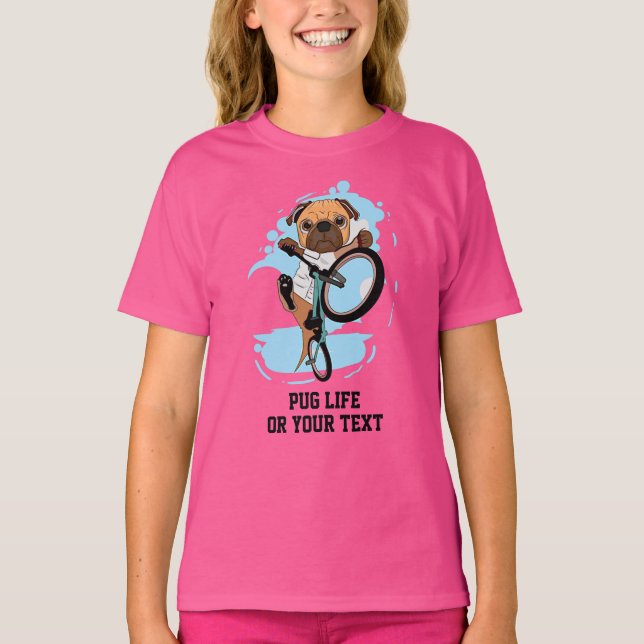 T-shirt Ajouter un nom Texte Mignonne Carlin Chien équitat (Devant)