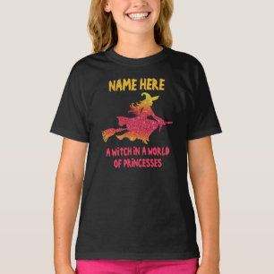 T-shirt Ajouter un nom Texte Modifiable Sorcière Balai Vol