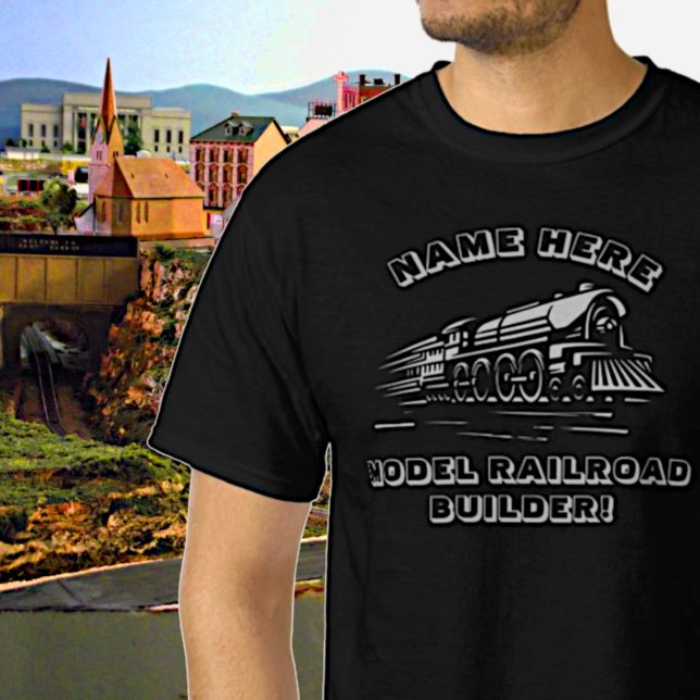 T-shirt Ajouter un nom Votre modèle TEXTE Train Railroad B (Créateur téléchargé)