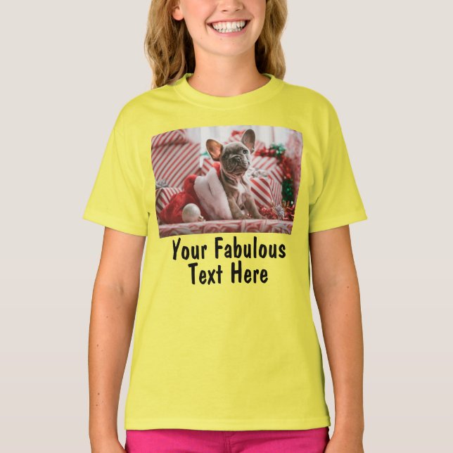 T-shirt Ajouter une photo et du texte Personnalisé Filles  (Devant)