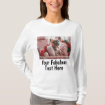 T-shirt Ajouter une photo et un texte personnalisé à manch<br><div class="desc">Créez vos propres cadeaux d'affaires, ajoutez Photo et Texte sur ce t-shirt femme à manches longues blanches personnalisées. Créez facilement votre propre design de t-shirt cool. Le t-shirt personnalisé est également disponible pour les hommes et les enfants, dans tous les choix de couleur. Parfait pour la fête de bachelorette, l'évènement...</div>
