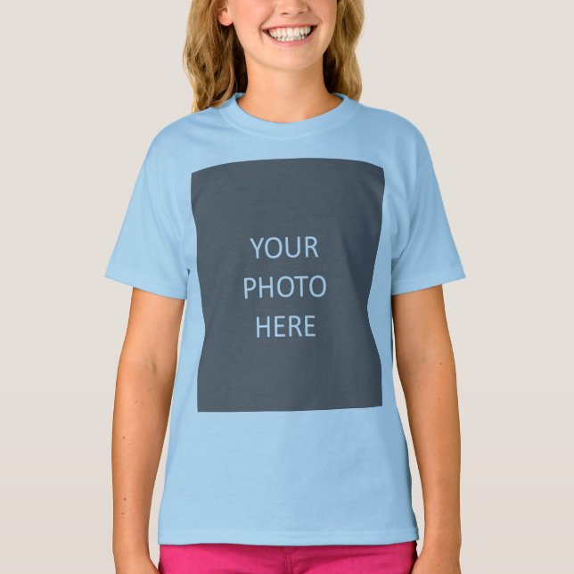 T-shirt Ajouter votre image photo logo bleu clair (Devant)